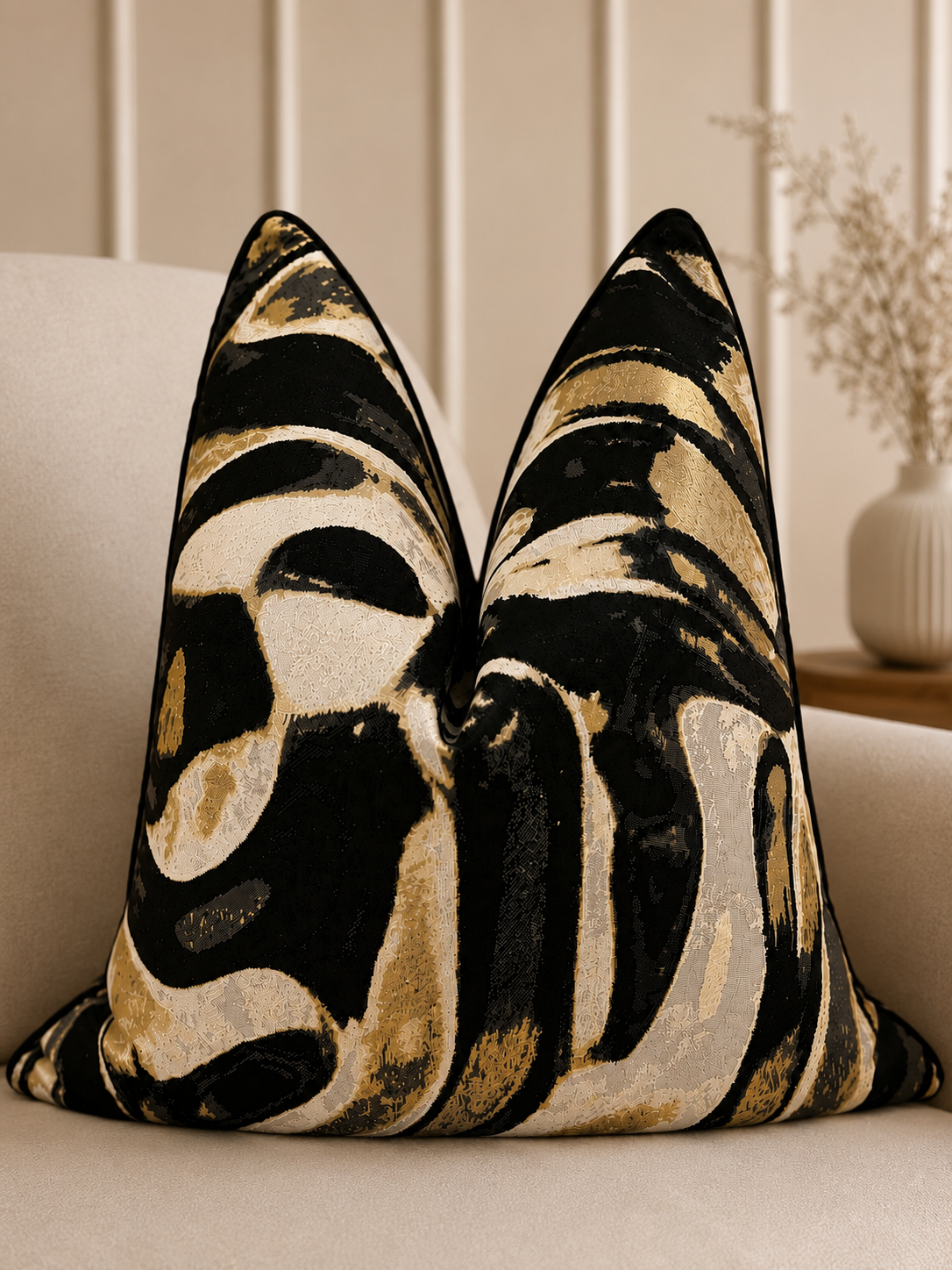 Black & Gold Luxury Cushion Cover 45x45cm | Ovié Home